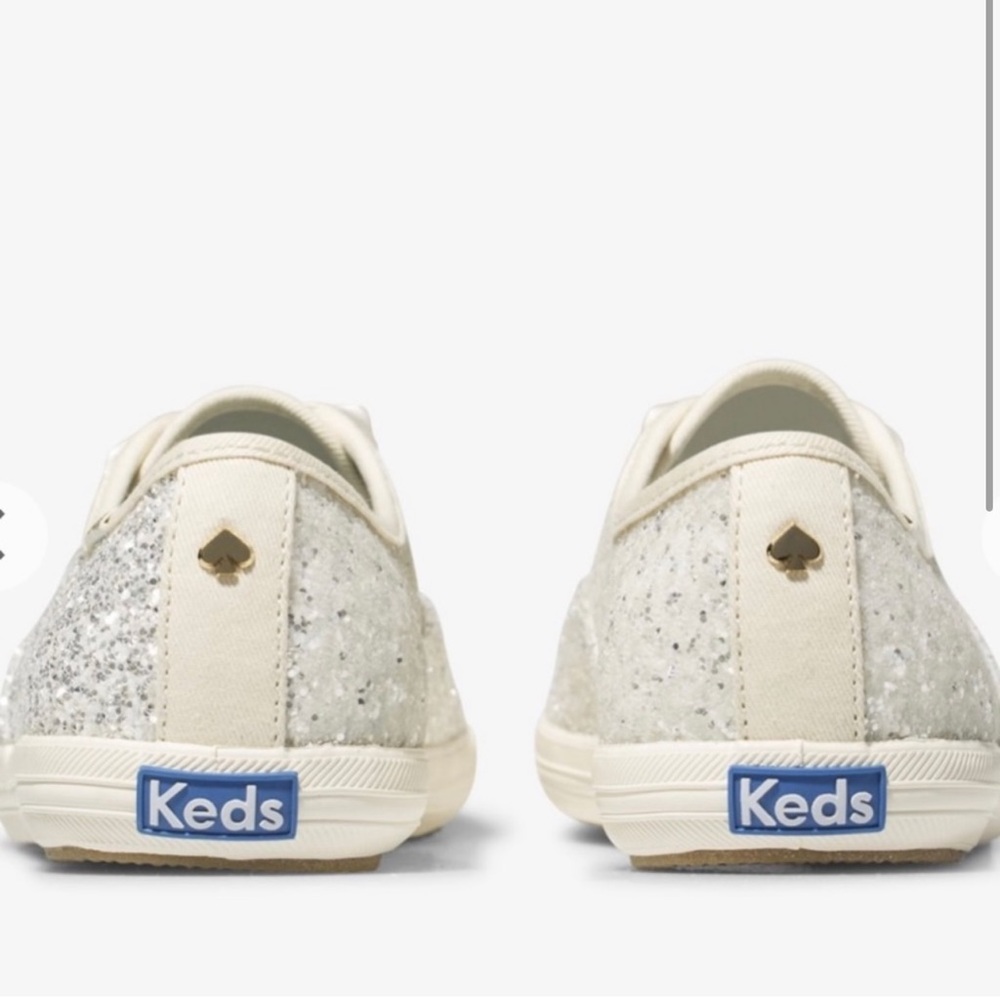 Keds x kate spade white glitter shoes